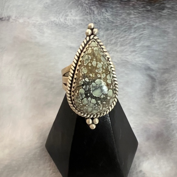 ❤️ Starfox Variscite 925 Southwestern Size 6.5 Adjustable Ring 8.9 Gm - Picture 1 of 11